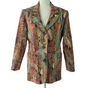 Hill Country Clothiers Tapestry Jungle Animals BOHO Vintage Blazer Lined Jacket